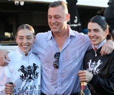 Emily Lang, Tony Gollan and Angela Jones pictured at the end of last season ... good times