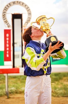 Bailie Baker with the treasured Birdsville Cup