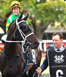 So You Are, Cejay Graham and Stirling Osland pictured on their way out before So Yo Are claimed his win at Doomben (below)