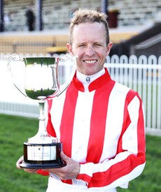 Kerrin McEvoy with the South Grafton Cup after his win on Sunday. Now he has the Grafton Cup in his sights (see race 7)