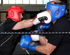 I suppose I should mention the promotional boxing match that Tony Gollan and I had on Wednesday … yeah, a friendly five minutes of sparring was suggested by the marketing guru’s!

Like that was ever gonna happen? The big boof-head from Toowoomba belted me and I reckon he was only in going half pace! Thankfully I survived the experience but he has helped my diet … I don’t reckon I will be able to chew for a week!

One- nil to Gollan this week so far. Hopefully Buff can square the ledger on Saturday!