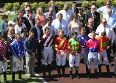 The scenes at Doomben (above) and Ipswich (below) this week where a minutes silence was observed following the tragic passing of Tim Bell