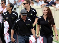 The four Gollan stable strappers after seeing their horses onto the track prior to the George Moore Stakes

Photos: Graham Potter