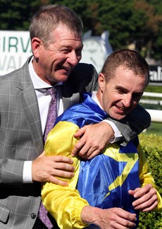 Kris Lees and Christian Reith celebrate a their hard earned win