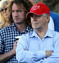 Ciaron Maher watches with interest as the Stradbroke barrier draw unfolds. Azkadellia was the last runner in the draw. She was left with barrier five 