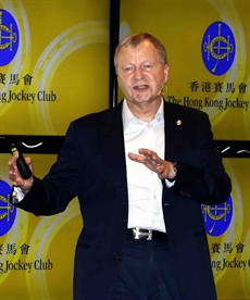 The Hong Kong Jockey Club’s Chief Executive Officer, Mr. Winfried Engelbrecht-Bresges, addresses the media during his annual pre-season press conference at Sha Tin racecourse