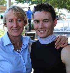 Hellyer with Patricia Gesler, stable foreman for the Kelso Wood stable where Hellyer completed his apprenticeship