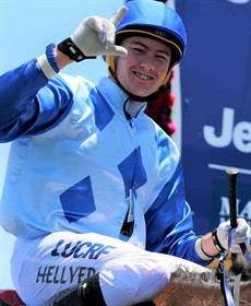 Hellyer's biggest success to date ... riding Irish Constabulary to victory in the $250 000 Magic Millions Country Cup