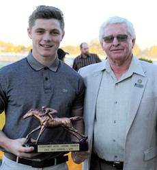 Matthew Dunn was awarded the trainer of the Carnival after the last race on Sunday at the Carnival.

Matthew Dunn, who was on holiday Hong Kong, was represented by stable foreman Toby McIntosh who accepted the Clocktower Hotel sponsored winning trophy from the CRJC Chairman, Mr Graeme Green.