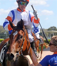 Hills … pictured after her debut win at Ipswich on December 28. She has to win at the Gold Coast on Saturday to secure a place in the $2 million MM 2YO Classic


Photos: Graham Potter