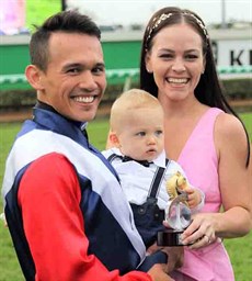 Matthew McGillivary (above) and Zac Purton (below) celebrating victory with their families

'It was really good to see Matthew McGillivray win the Group 1 Queensland Oaks aboard Winning Ways at Doomben on Saturday … especially as he has shown so much promise.'
