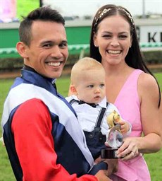 Matthew McGillivray … with Aimee and Max. He is now a Group 1 winning jockey