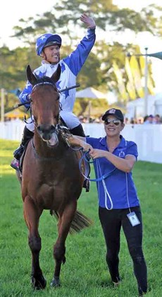 Matt McGillivray shows his delight after winning the Ramornie for the second year in a row, completing the double aboard Havasay. Can he go on Cup glory?