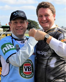 WINNO (the self-proclaimed Mayor of Kilcoy) welcomes Josh Fleming to the course for his first call at Kilcoy