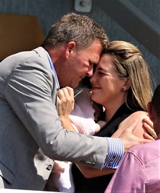 I captured a photo in September 2015 when Brenden brought another runner to town – in fact to Doomben. The horse was a talented sprinter called Nardoo and she was ridden by a young Jimmy Orman. She was heavily backed and she got the chocolates. I peered into to grandstand and managed to capture one of the most telling, emotional and inspirational photos that I have even taken – Brenden his beautiful wife Megan and between them there recently born daughter Ava. Words cannot do this photograph justice.