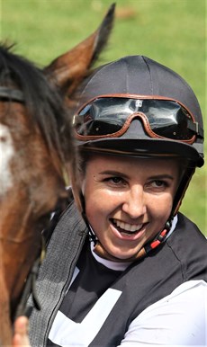 Samantha Collett after her latest win on Niedorp (see below) at the Sunshine Coast on Saturday