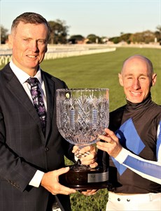 David Vandyke and Willie Pike after Gypsy Goddess' win the Group 1 Queensland Oaks