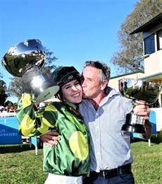 What a moment for Team Cornish ... as Jasmine and Greg celebrate a their home Cuop victory

Photo: Beaudesert Race Club (facebook)