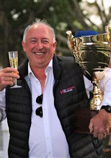 Robert Heathcote pictured celebrating Startantes's Group 1 win in the Tatts Tiara 