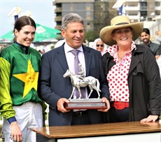 All smiles after Goldeel's win at Doomben (pictured below)