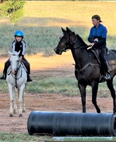 Harry Cahill ... in training ... learning ... preparing for the day when he will be old enough to apply to become an apprentice jockey ... be it an outdoor practical session ... (above and below) ...