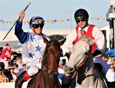 Michael Cahill brings The Bostonian back to scale after his win (pictured below) in the 2019 Doomben 10 000 