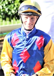 A very happy Damien Thornton on his way back to scale after winning the Group 2 Sires Produce aboard Cifrado (win pictured below) ... 