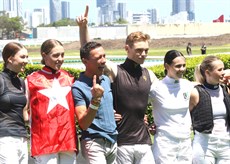 ... with the jockeys (above and below)