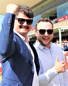 Kobie O'Brien and Corey Geran celebrate a Nikau Spur win ...