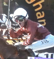 The Archer ... that winning moment. Jake Bayliss celebrates his big win