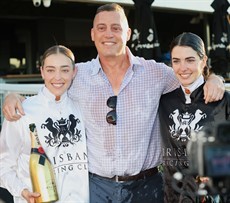 Good times ... Lang with Tony Gollan and Angela Jones